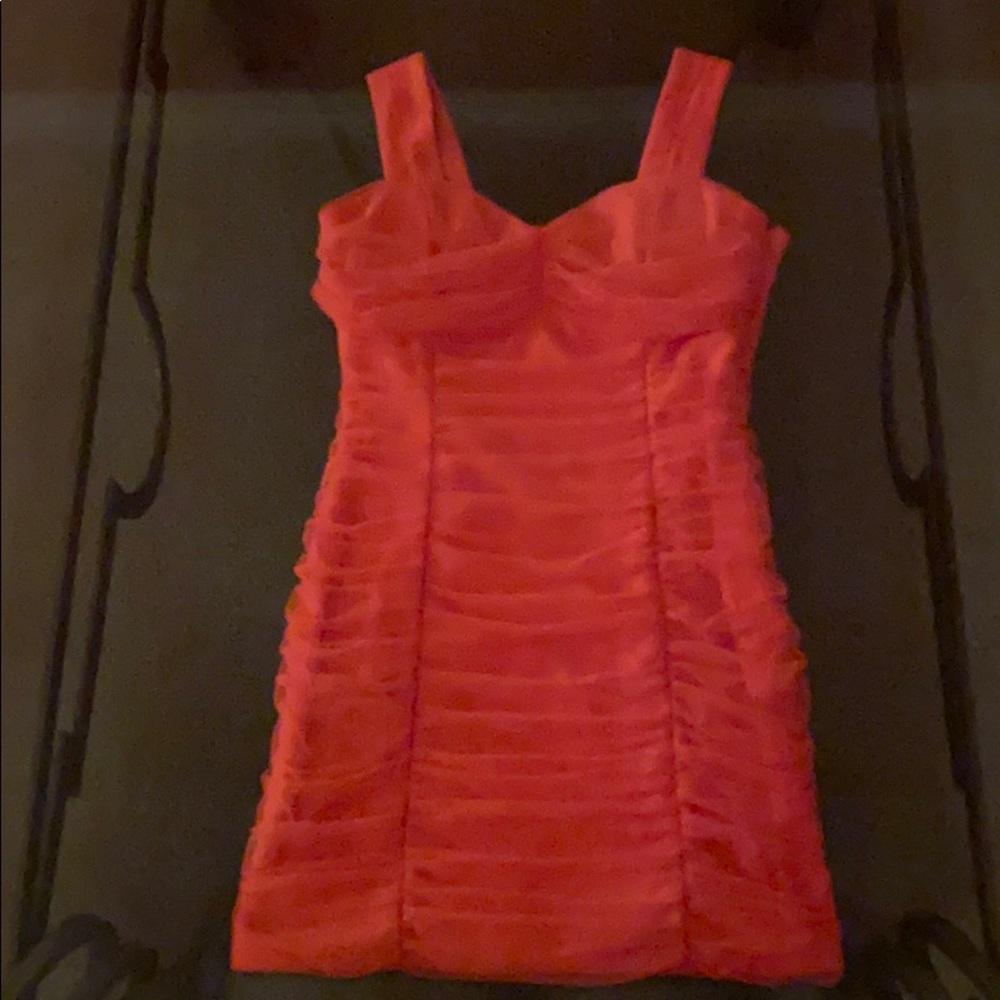 Pink/peach Rouged dress.